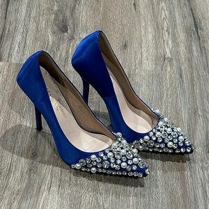 Elegant Blue Embellished Heels